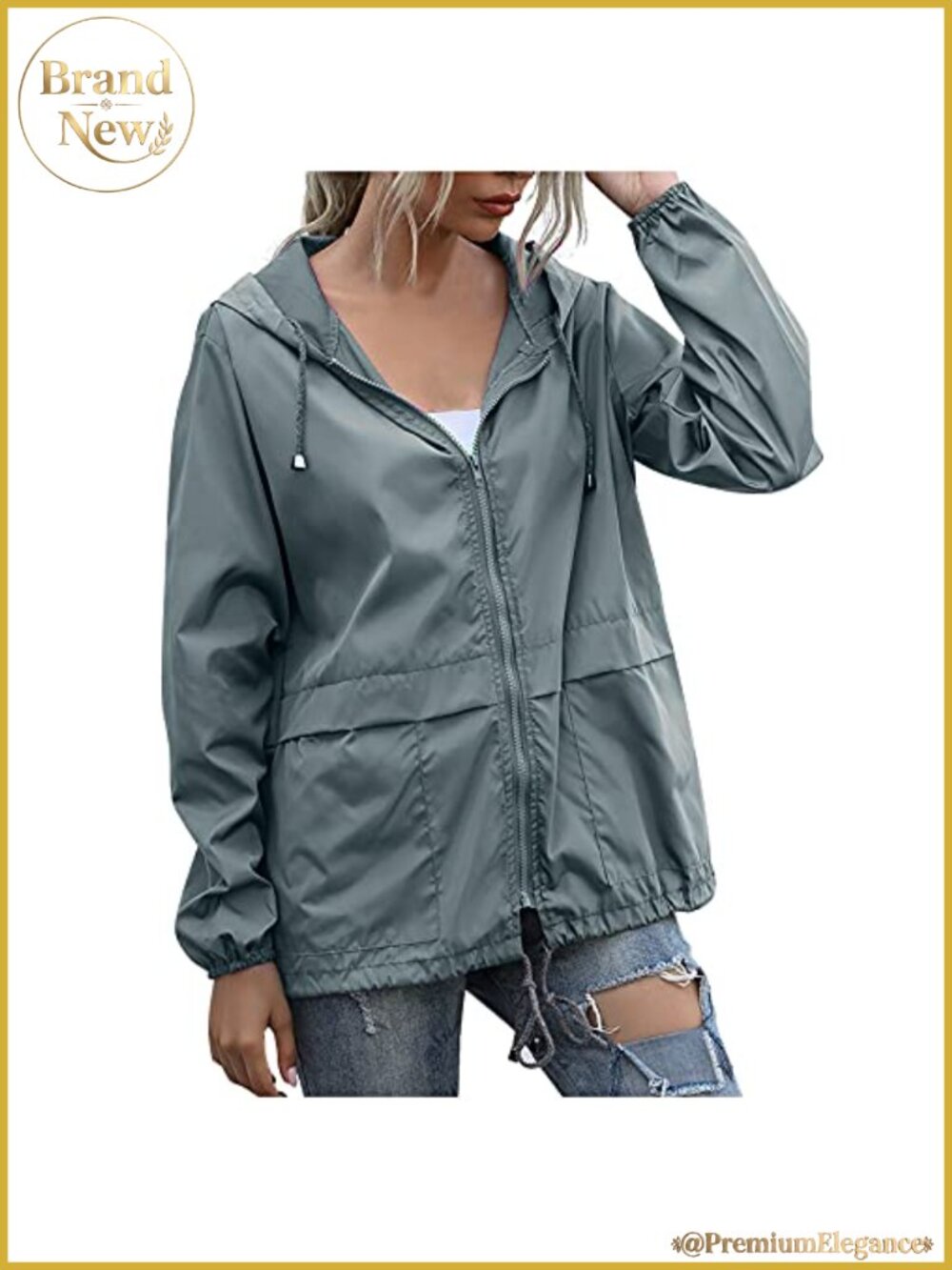 Women's Lightweight Rain Jacket Waterproof Windbreaker Hooded Pockets